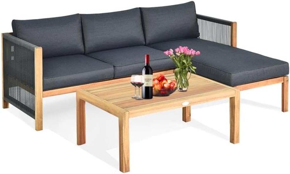 🏡 Patio Lounge Furniture | Wooden Garden Seating Set 🌿 | Cushioned Conversation Couch