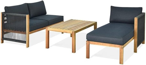 🏡 Patio Lounge Furniture | Wooden Garden Seating Set 🌿 | Cushioned Conversation Couch