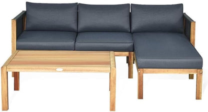🏡 Patio Lounge Furniture | Wooden Garden Seating Set 🌿 | Cushioned Conversation Couch