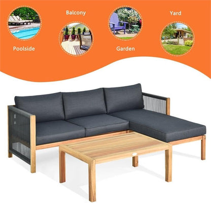 🏡 Patio Lounge Furniture | Wooden Garden Seating Set 🌿 | Cushioned Conversation Couch