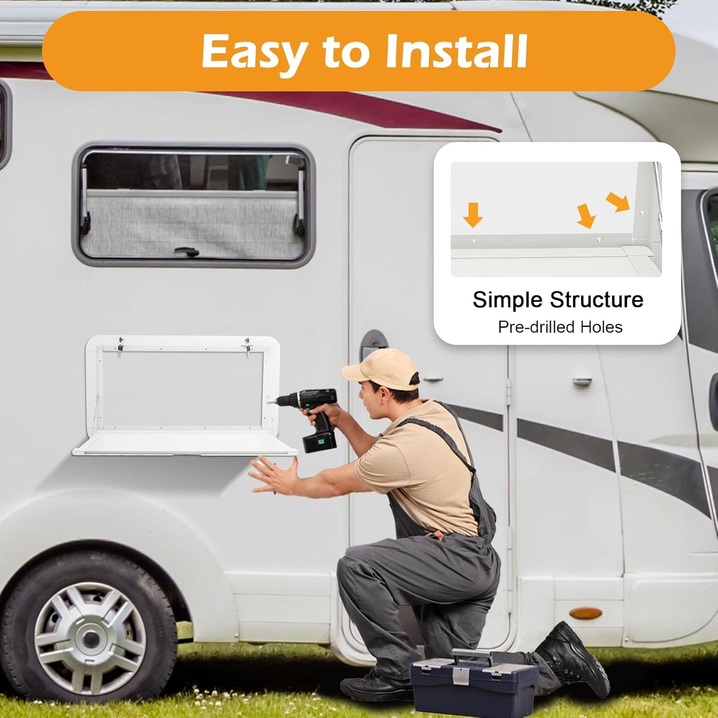 🚐 Campervan Folding Table 🪵 | Aluminum Portable Travel Desk ✨ | RV & Outdoor Essential 🏕️