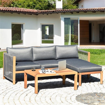 🏡 Patio Lounge Furniture | Wooden Garden Seating Set 🌿 | Cushioned Conversation Couch