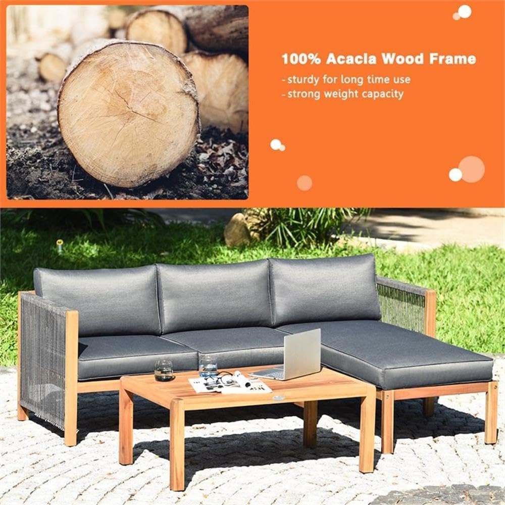 🏡 Patio Lounge Furniture | Wooden Garden Seating Set 🌿 | Cushioned Conversation Couch