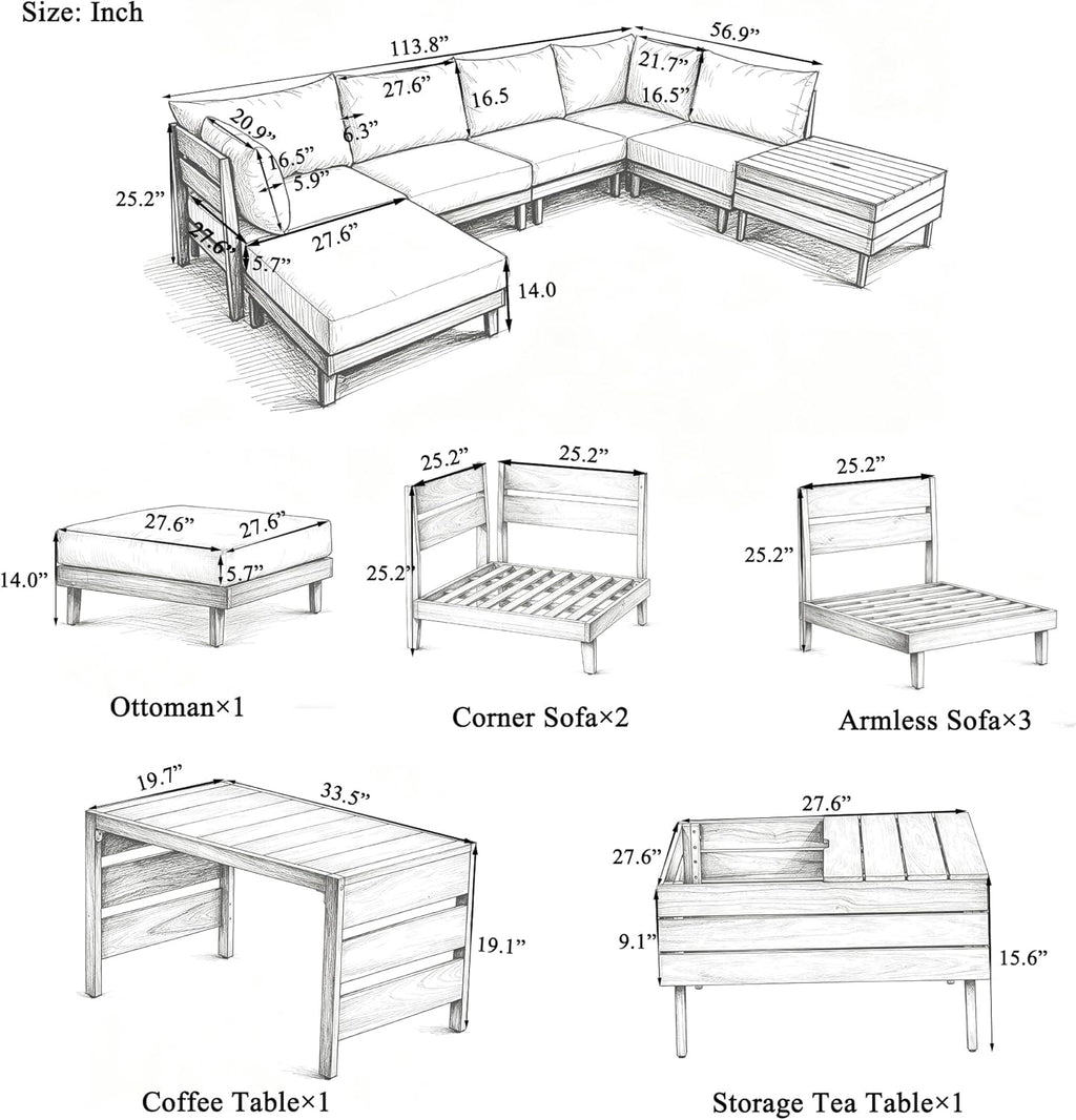 Outdoor Sectional Sofa Set 🏡 Patio Lounge Couch
