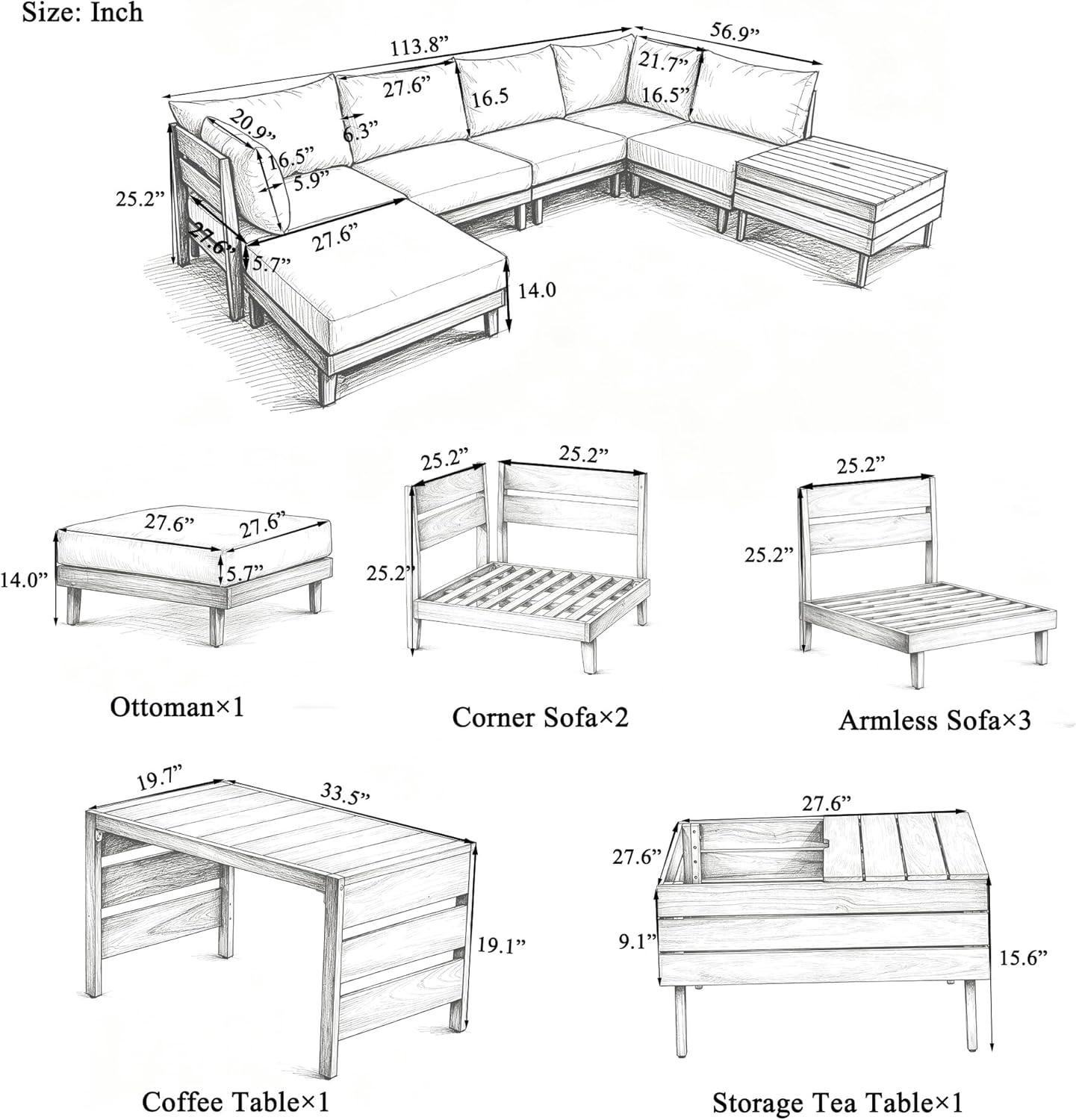 Outdoor Sectional Sofa Set 🏡 Patio Lounge Couch