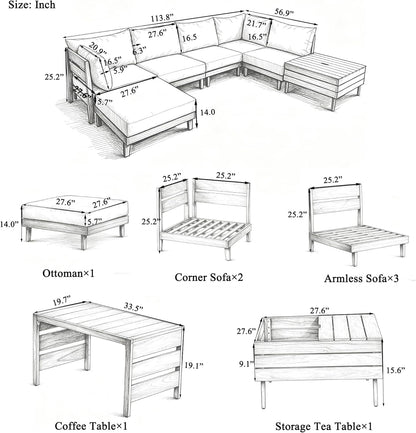 Outdoor Sectional Sofa Set 🏡 Patio Lounge Couch