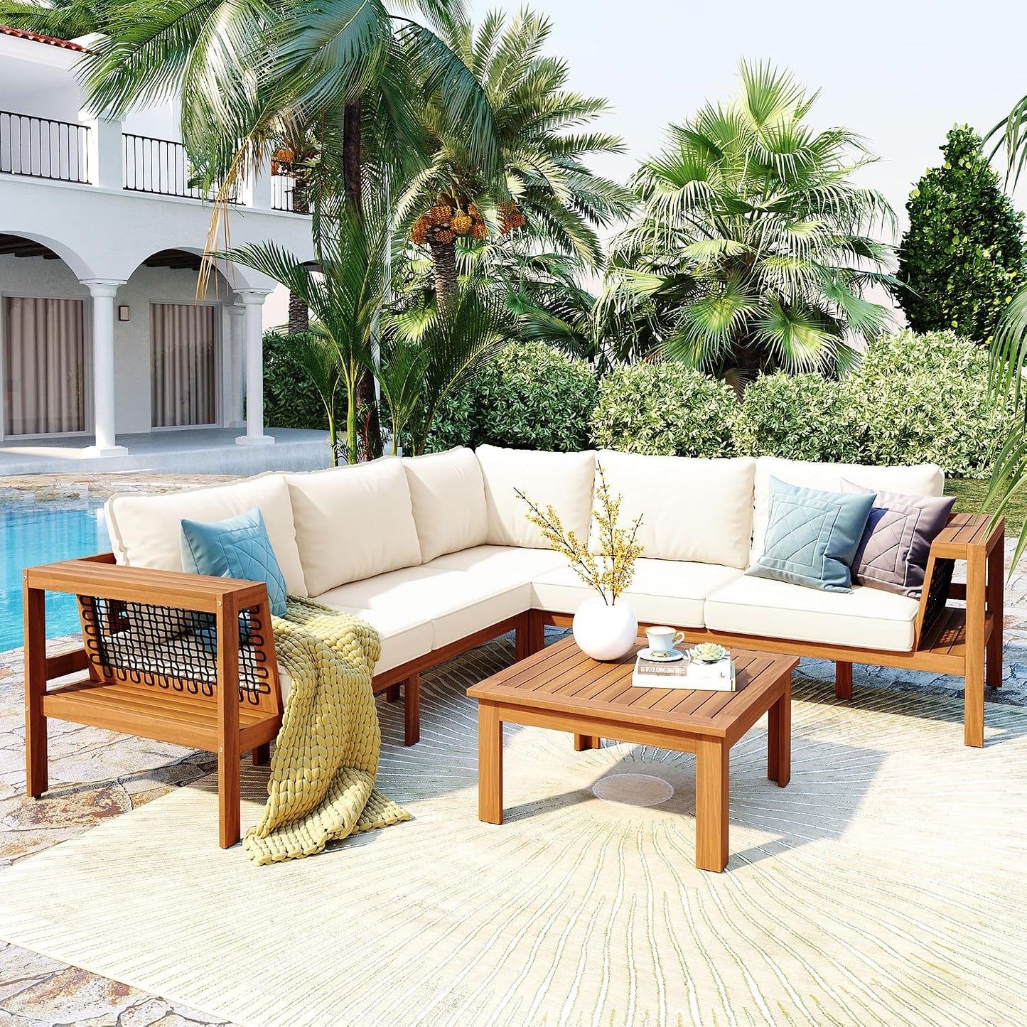 Outdoor Sofa Set 🏡 Patio Lounge Couch Set | Garden Conversation Furniture 🌿 | Modern Rattan Style