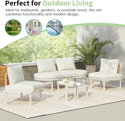 🛋️ L-Shaped Outdoor Sofa Set 🌿 | Patio Sectional Lounge Furniture ✨ | Garden Conversation Seating ☀️